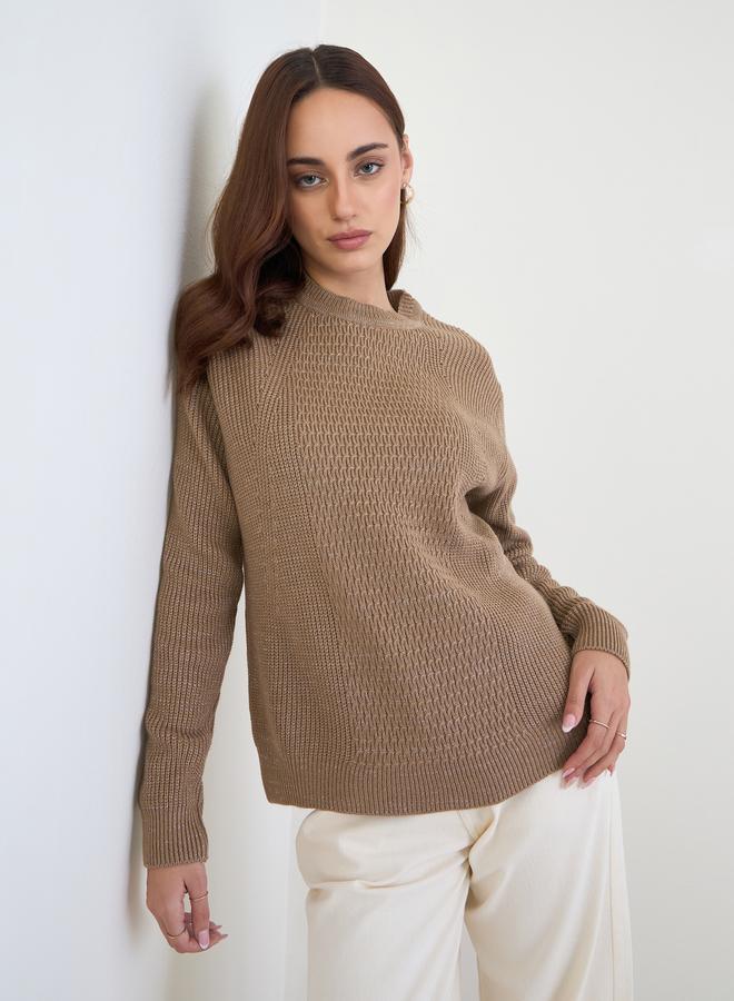 Styli Beige Regular Fit Knit Sweater - Image 1
