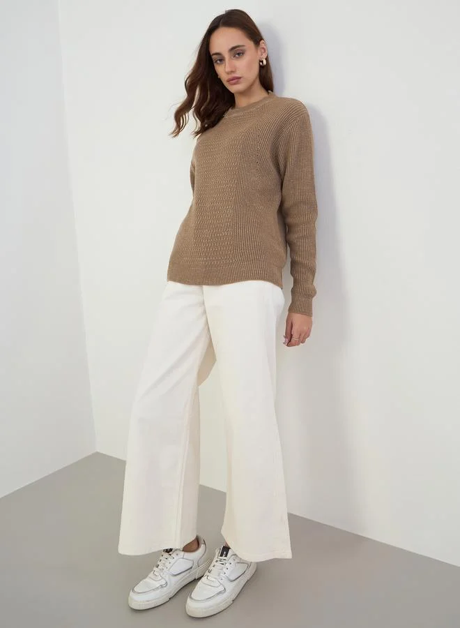 Styli Styli Beige Regular Fit Knit Sweater