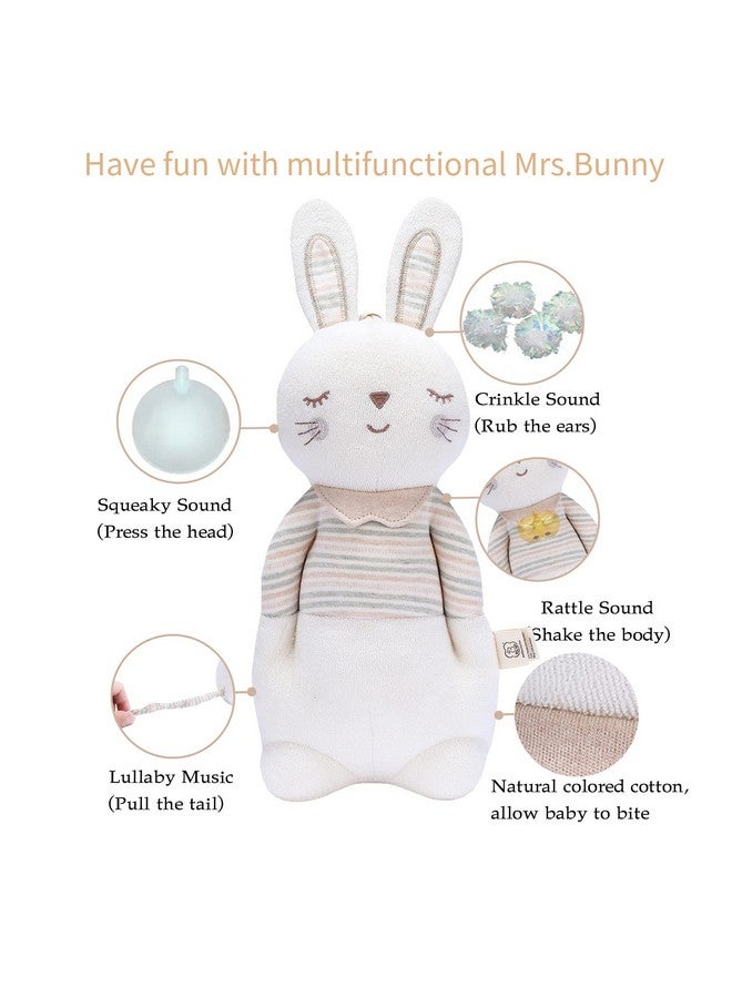 COTTONBEBE COTTONEBEBE Organic Baby Toys, Stuffed Animal Toy with Lullaby Music for Infant Babies 0 3 6 12 to 36 Months Boy & Girl,Ideal Gift for Newborn (Mrs.Bunny, Cotton) - Image 2