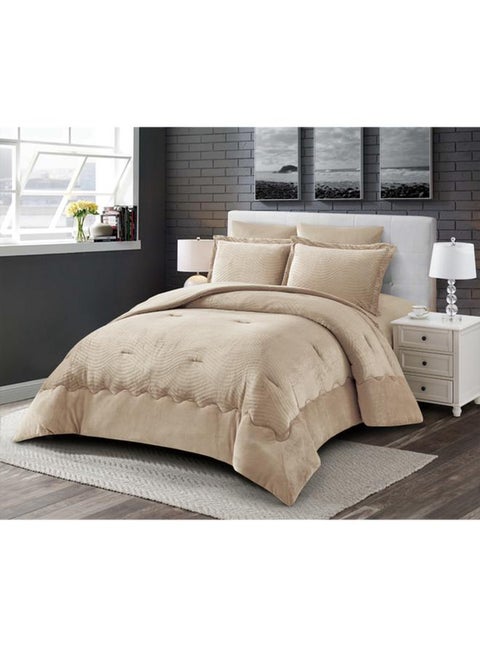 6-Piece Jolie Wavy Patterned King Comforter Set Assorted Color CN CK6PCFL-JOLIE