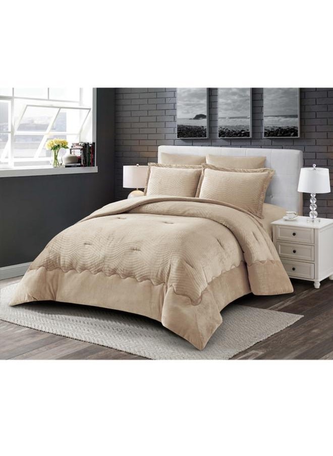 6-Piece Jolie Wavy Patterned King Comforter Set Assorted Color CN CK6PCFL-JOLIE