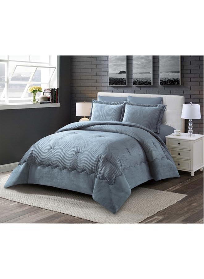 6-Piece Jolie Wavy Patterned King Comforter Set Assorted Color CN CK6PCFL-JOLIE