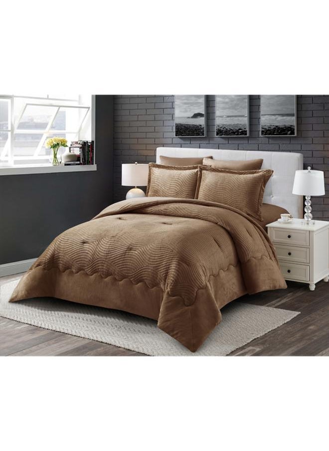 6-Piece Jolie Wavy Patterned King Comforter Set Assorted Color CN CK6PCFL-JOLIE