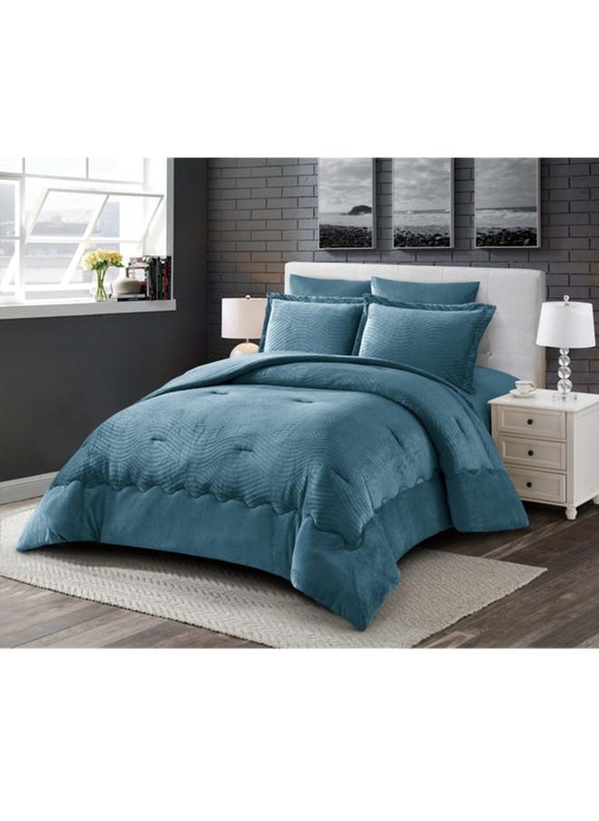 6-Piece Jolie Wavy Patterned King Comforter Set Assorted Color CN CK6PCFL-JOLIE