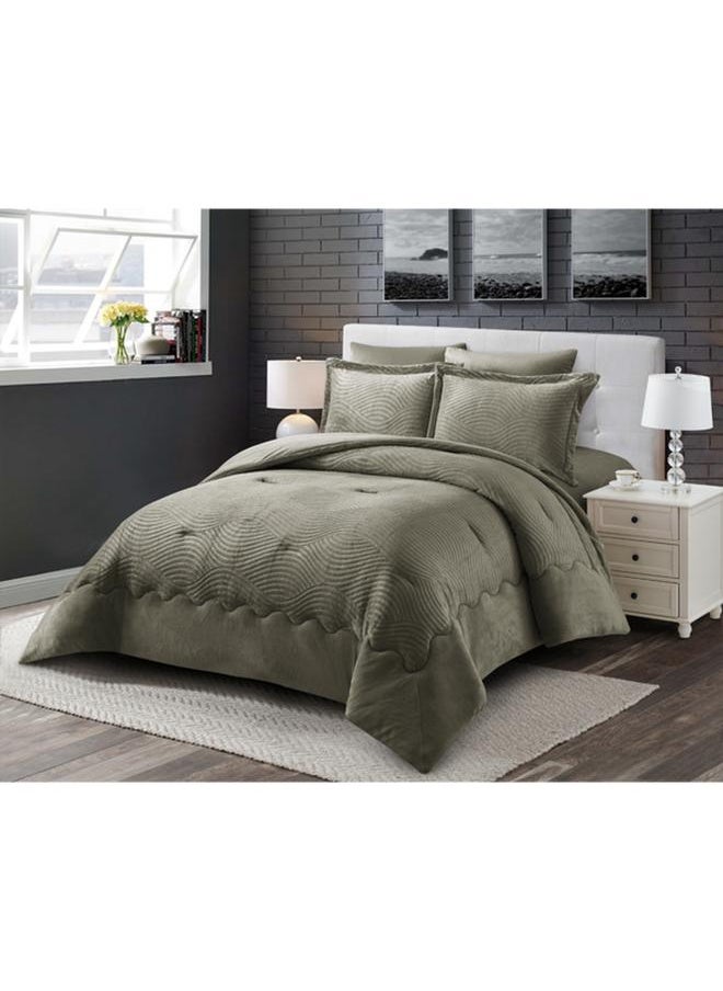 6-Piece Jolie Wavy Patterned King Comforter Set Assorted Color CN CK6PCFL-JOLIE