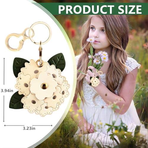 BORKUANA Leather Keychain Holder Case Compatible with AirTag,Cute Protective Apple Air Tag Cover with Keychain Ring,Anti-Scratch Finder GPS Tracker Case for Wallet Keys,bag,pets(Figure 3) - Image 2