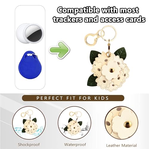 BORKUANA Leather Keychain Holder Case Compatible with AirTag,Cute Protective Apple Air Tag Cover with Keychain Ring,Anti-Scratch Finder GPS Tracker Case for Wallet Keys,bag,pets(Figure 3) - Image 4