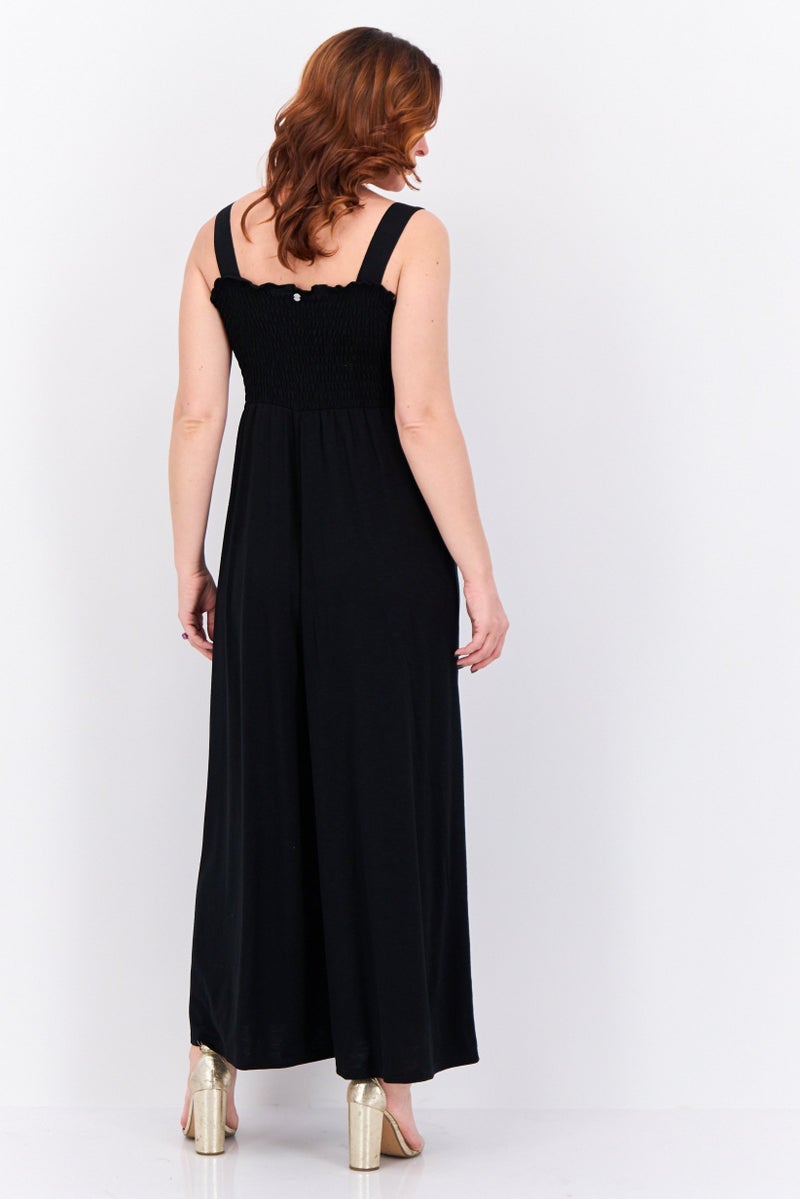 Roxy Women Shirred Sleeveless Jumpsuit, Black - Image 4