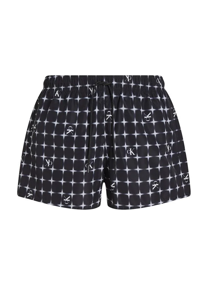 CALVIN KLEIN Short Printed Swim Shorts With Drawstring