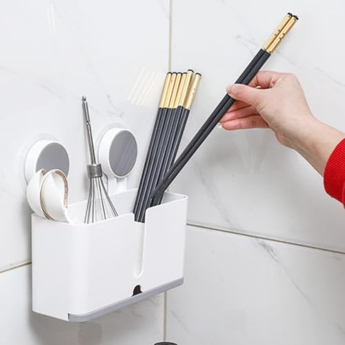 XBEY ABS Plastic Tooth Brush Holder Bathroom Wall Mounted for Bathroom with Drain Tray Toothbrush Stand Makeup Organizer Stand/Bathroom Toothbrush Holder Set (Pack of 2) - Image 2