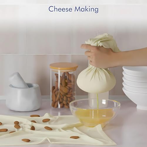 Hian Reusable Cheesecloth Set of 4 – 17x17 Hemmed Unbleached 100% Cotton Cloth Strainer for Cooking, Nut Milk, Yogurt, Juice, Cheese Making & Baking – Durable, Washable, Multipurpose Kitchen Tool - Image 5