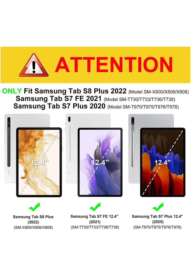 KASTWAVE Slim Case for Samsung Galaxy Tab S8 Plus 2022 / S7 FE 2021 / S7 Plus 2020 12.4 inches with S Pen Holder, Shockproof Cover with Clear Transparent Back Shell Auto Wake / Sleep(Blue Marble) - Image 2