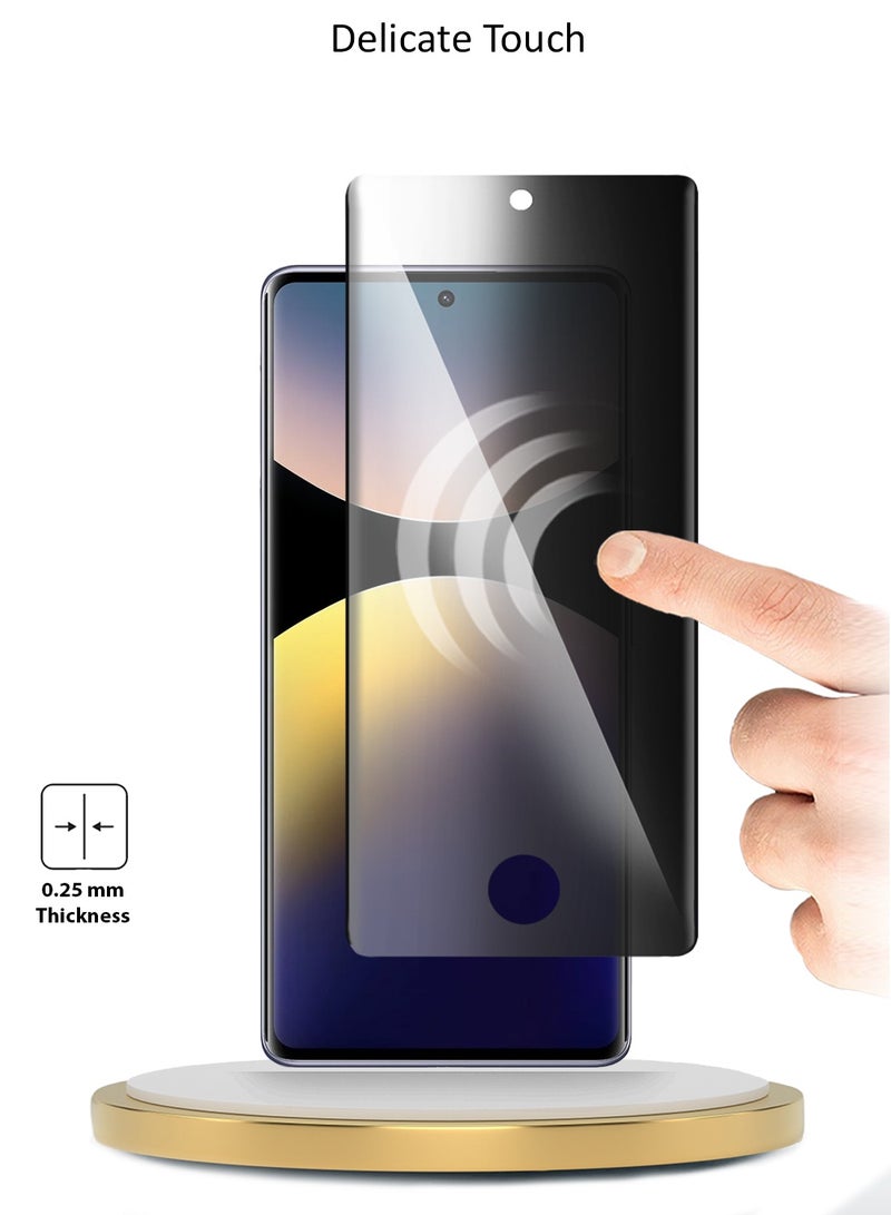 دبليو تيك حامي شاشة زجاجي مقسى كامل مع خصوصية مصمم لجهاز Xiaomi Redmi Note 14 Pro+ / Redmi Note 14 Pro Plus 5G 2024 مع حواف منحنية وغطاء لاصق كامل (MSGUCP) - شفاف - Image 5