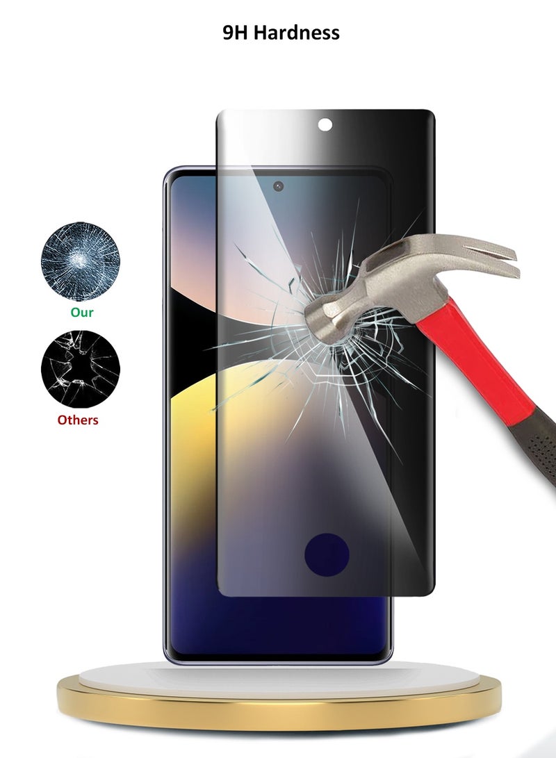 دبليو تيك حامي شاشة زجاجي مقسى كامل مع خصوصية مصمم لجهاز Xiaomi Redmi Note 14 Pro+ / Redmi Note 14 Pro Plus 5G 2024 مع حواف منحنية وغطاء لاصق كامل (MSGUCP) - شفاف - Image 3