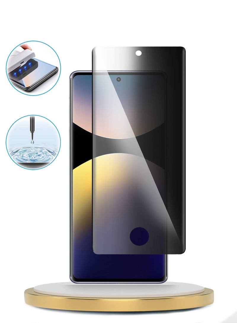 دبليو تيك حامي شاشة زجاجي مقسى كامل مع خصوصية مصمم لجهاز Xiaomi Redmi Note 14 Pro+ / Redmi Note 14 Pro Plus 5G 2024 مع حواف منحنية وغطاء لاصق كامل (MSGUCP) - شفاف - Image 4