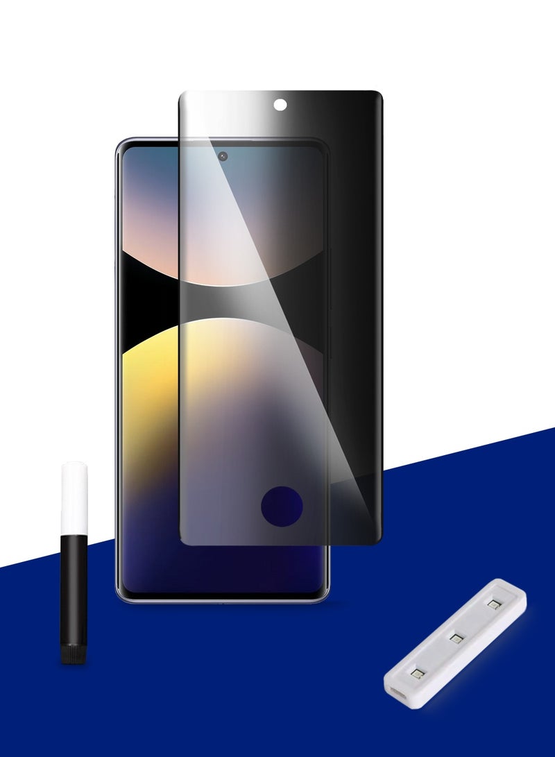 دبليو تيك حامي شاشة زجاجي مقسى كامل مع خصوصية مصمم لجهاز Xiaomi Redmi Note 14 Pro+ / Redmi Note 14 Pro Plus 5G 2024 مع حواف منحنية وغطاء لاصق كامل (MSGUCP) - شفاف - Image 1