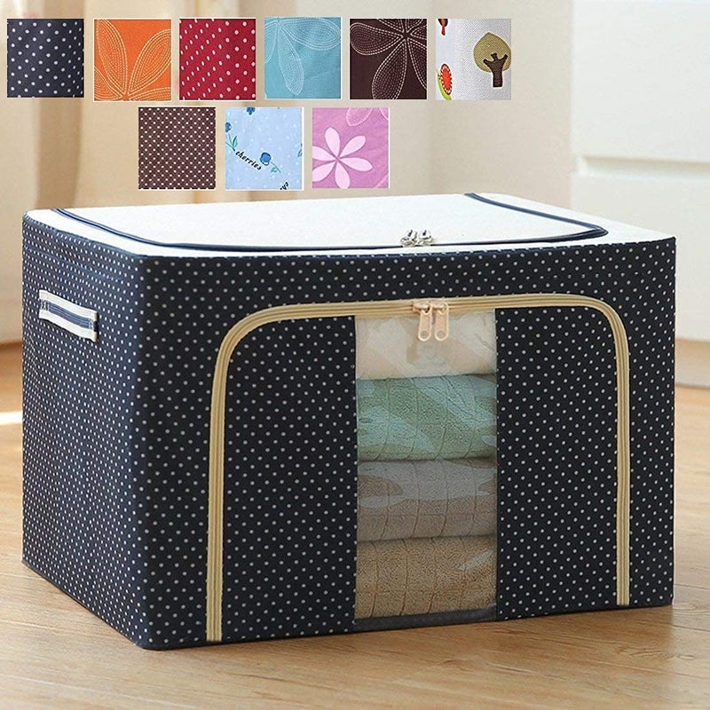 skyzone Multifunction Organizer Box Cabinet Container Clothes Toys Books Steel Frame Foldable Storage Box Finishing Case 66 Ltr (Multi-Design) - Image 3