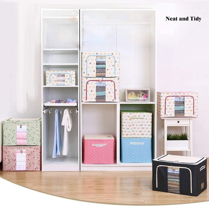 skyzone Multifunction Organizer Box Cabinet Container Clothes Toys Books Steel Frame Foldable Storage Box Finishing Case 66 Ltr (Multi-Design) - Image 4