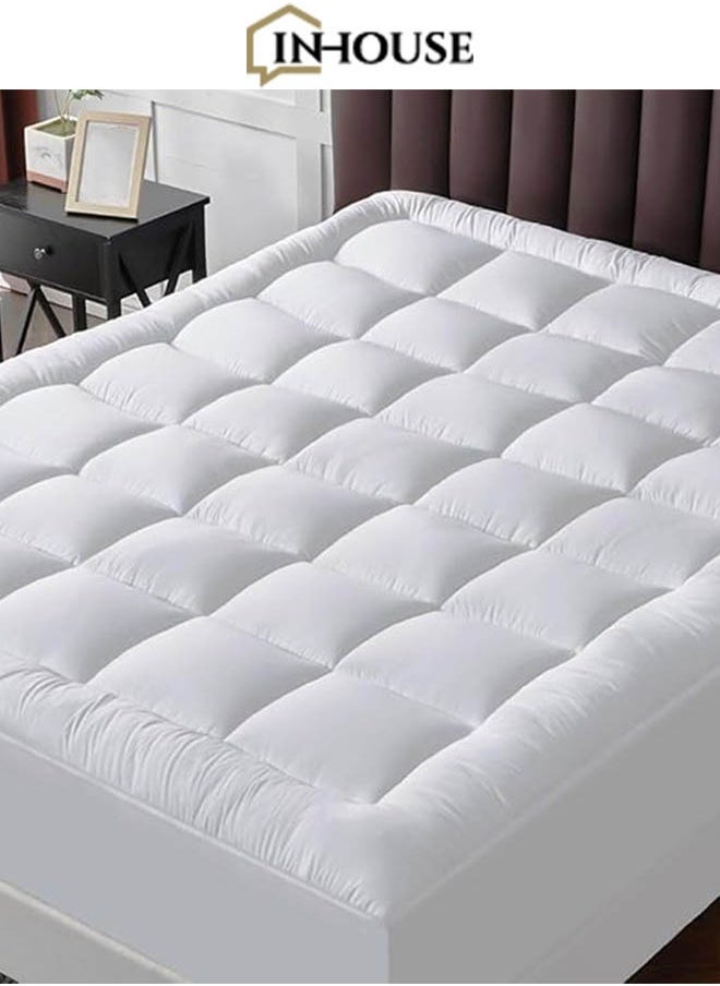 In-House Microfiber Mattress Topper 5 cm with Rubber Corners Size Single - 100x200 cm - White  - Image 1
