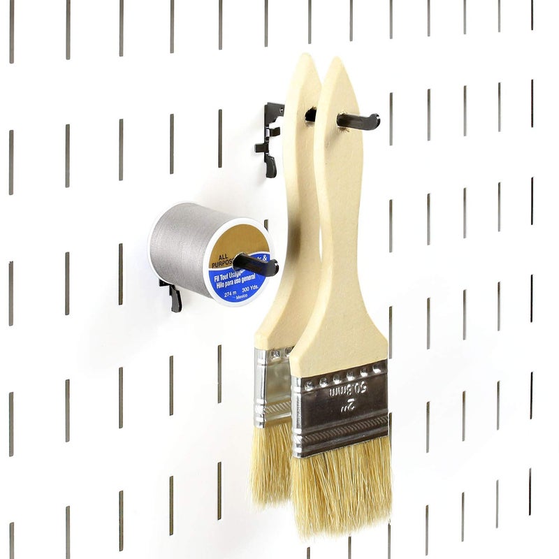 Wall control Paint Brush Hook and Thread Spool Holder Storage Organizer Pegs Metal Pegboard - (4) Pack of Narrow 3.5-Inch Reach Slotted Peg Hooks for Paint Brushes and Spools (Red) - Image 4