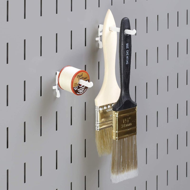Wall control Paint Brush Hook and Thread Spool Holder Storage Organizer Pegs Metal Pegboard - (4) Pack of Narrow 3.5-Inch Reach Slotted Peg Hooks for Paint Brushes and Spools (Red) - Image 5