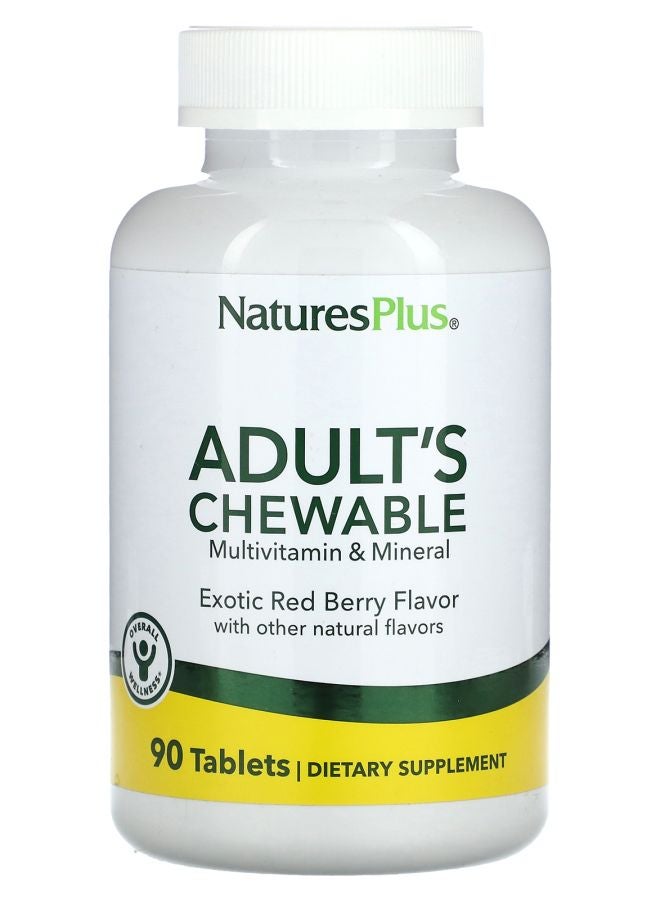 NaturesPlus فيتامينات ومعادن قابلة للمضغ للبالغين بنكهة التوت الأحمر الغريبة 90 قرص - Image 1