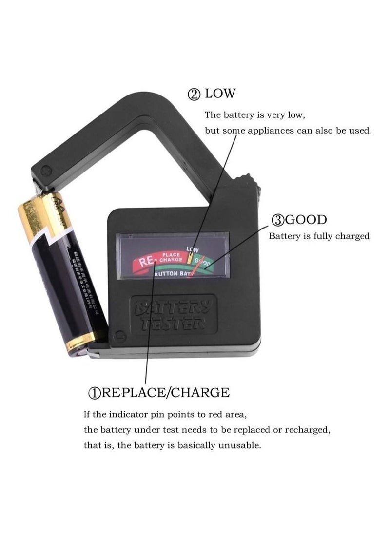Excefore - Battery Tester, Multi Purpose Household Battery Load Tester Checker, Universal Battery Checker Meter for AA/AAA/C/D/9V/1.5V Small Button Cell Batteries 12 V Lantern Cells & More (Black) - Image 1