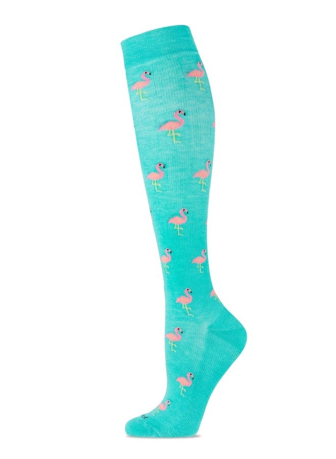 MeMoi Wellfit Women's Fancy Flamingo Rayon Blend 8-15mmHg Graduated Compression Socks - Image 2