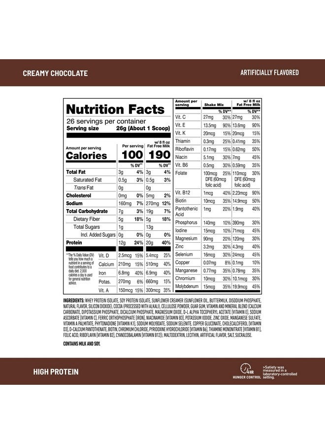SlimFast High Protein Meal Replacement Powder, Advanced Nutrition Smoothie Mix with Vitamin and Mineral Blend, Gluten Free, Creamy Milk Chocolate, 26 Servings - Image 3