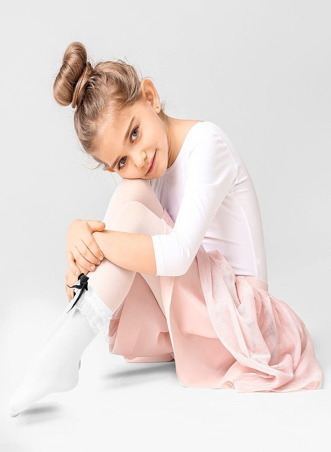 Skeleteen White Ruffled Anklet Socks - Frilly White Opaque Lace Ruffles Top Trim Bobby Sock With Black Satin Back Bow - Image 3