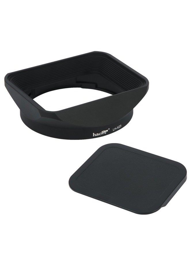 Haoge Bayonet Square Metal Lens Hood with Cap for Fujifilm Fuji Fujinon XF 23mm F1.4 R, XF 56mm F1.2 R, XF 56mm F1.2 R APD on X-Pro2 X-Pro1 X-T2 X-T1 X-T20 X-T10 X-E2S X-A5 X-A20 X-E3 X-H1 as LH-XF23 - Image 1