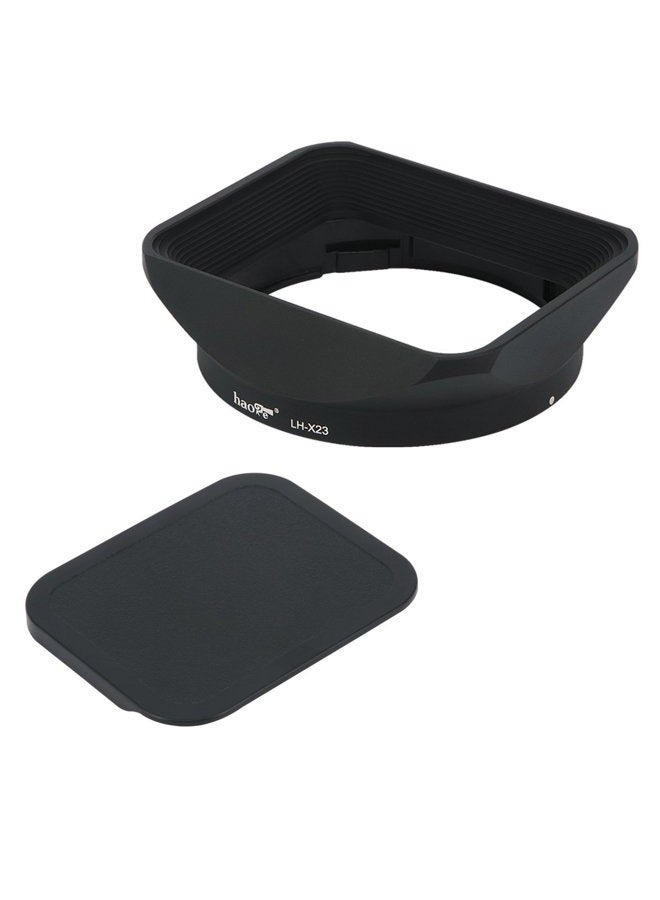 Haoge Bayonet Square Metal Lens Hood with Cap for Fujifilm Fuji Fujinon XF 23mm F1.4 R, XF 56mm F1.2 R, XF 56mm F1.2 R APD on X-Pro2 X-Pro1 X-T2 X-T1 X-T20 X-T10 X-E2S X-A5 X-A20 X-E3 X-H1 as LH-XF23 - Image 2