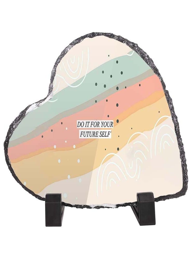Service Zone Protective Printed White Heart Shape Marble Photo Frame for Table Top Do It For Your Future Self 
