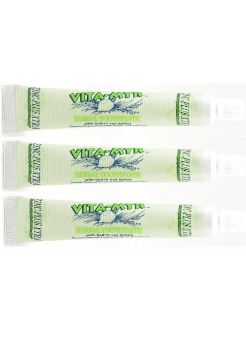 VITA-MYR 3 Pack VITA-MYR Zinc Plus Xtra Natural & Effective Herbal Toothpaste 5.4 oz 