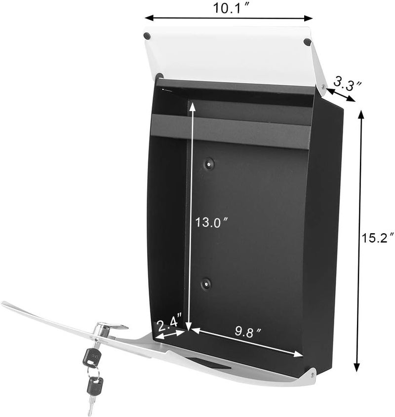 Parrency Locking Mailbox Wall Mounted,Security Metal Mailbox Drop Box, Mail Boxes with Combination Lock,Modern Large Capacity,Steel Cover Metal Postbox for House Home Outside, White,15 3/5" x 10 3/5" x 3 1/2" - Image 3