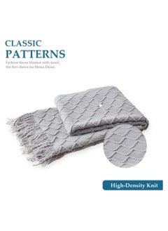 Arabest Knitted Throw Blankets, Cozy Lightweight Decorative Throw, Warm Woven Blanket with Tassels for Couch Sofa, Bed and Living Room, All Seasons for Women, Men and Kids (127x172cm, Light Grey)  - Image 5