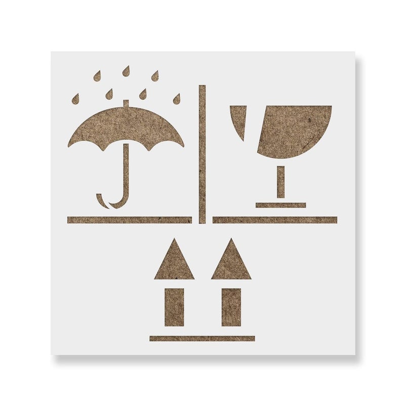 ivana's Ivana's Keep Dry Fragile Up Stencil - Reusable Stencils for Painting - Create DIY Keep Dry Fragile Up Home Decor Size - (12 x 12 Inch) - Image 1