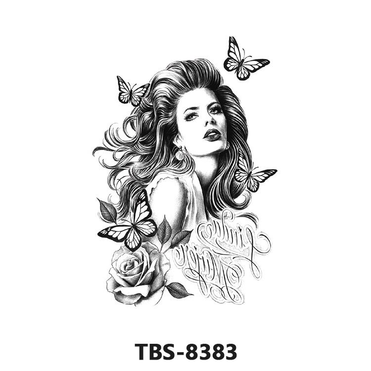 Tbs Small Full-Arm Tattoo Stickers For Men, Trendy And Personalized Half-Arm Tattoos, Tiger, Lion, Wolf Head, Black And White Tattoo Decals For Arms - Image 5