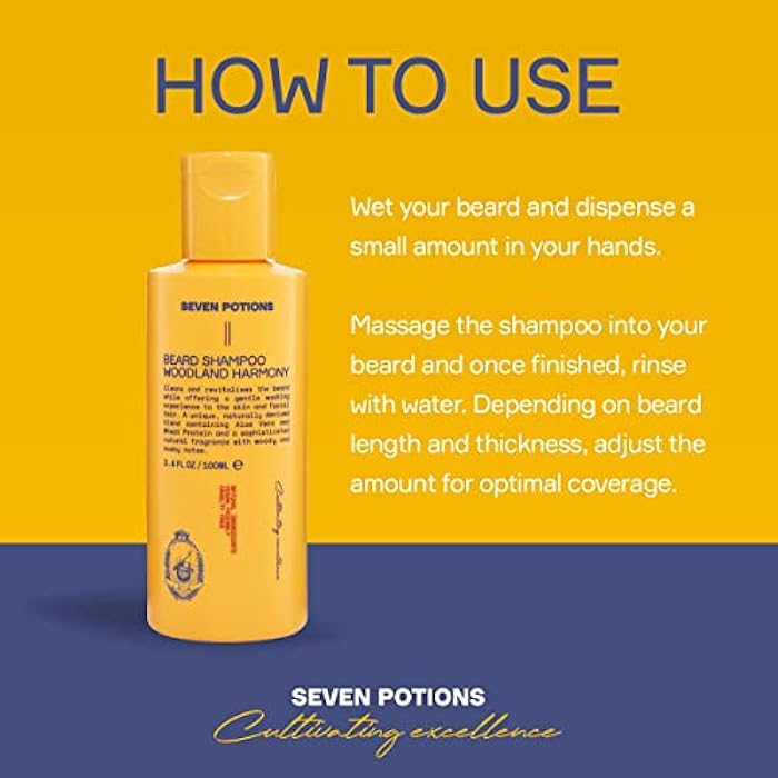 SEVEN POTIONS Beard Shampoo for Men — Gentle, Cleansing Wash for a Clean, Itch-Free Beard — Natural, Vegan, Cruelty-Free — (Woodland Harmony, 3.4 Fl Oz) - Image 5
