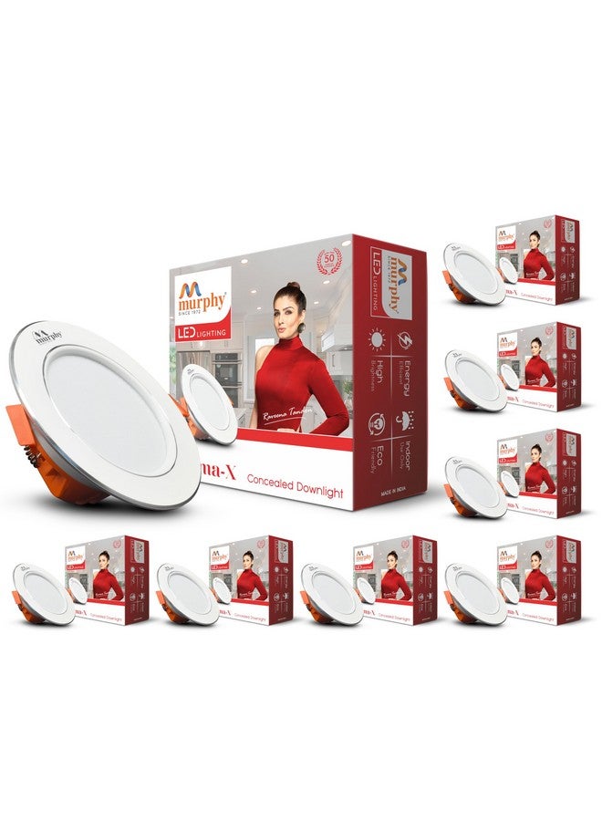 Murphy Croma 9W Concealed LED Downlight | Pack of 8 | Warm White |Aluminium Finish | Eye-Caring & Long-Lasting Brightness | 2 Years Warranty | Suited for 3 Inch Junction Box - Image 1