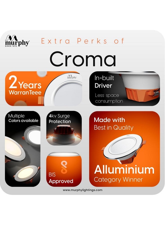 Murphy Croma 9W Concealed LED Downlight | Pack of 8 | Warm White |Aluminium Finish | Eye-Caring & Long-Lasting Brightness | 2 Years Warranty | Suited for 3 Inch Junction Box - Image 3