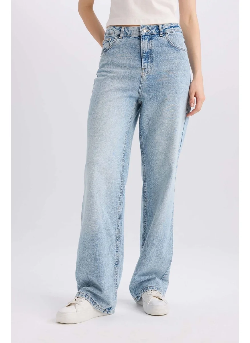 ديفاكتو 90's Wide Leg High Waist Long Jean Washed Trousers E4269AX25SP