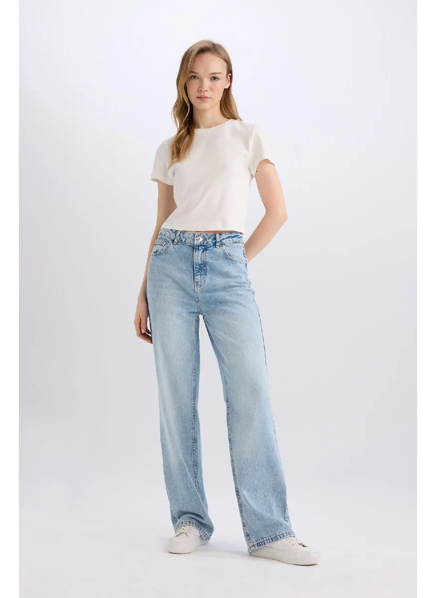 ديفاكتو 90's Wide Leg High Waist Long Jean Washed Trousers E4269AX25SP