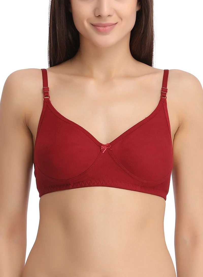 كلوفيا Clovia Non-Padded Non-Wired Full Cup Bra In Maroon