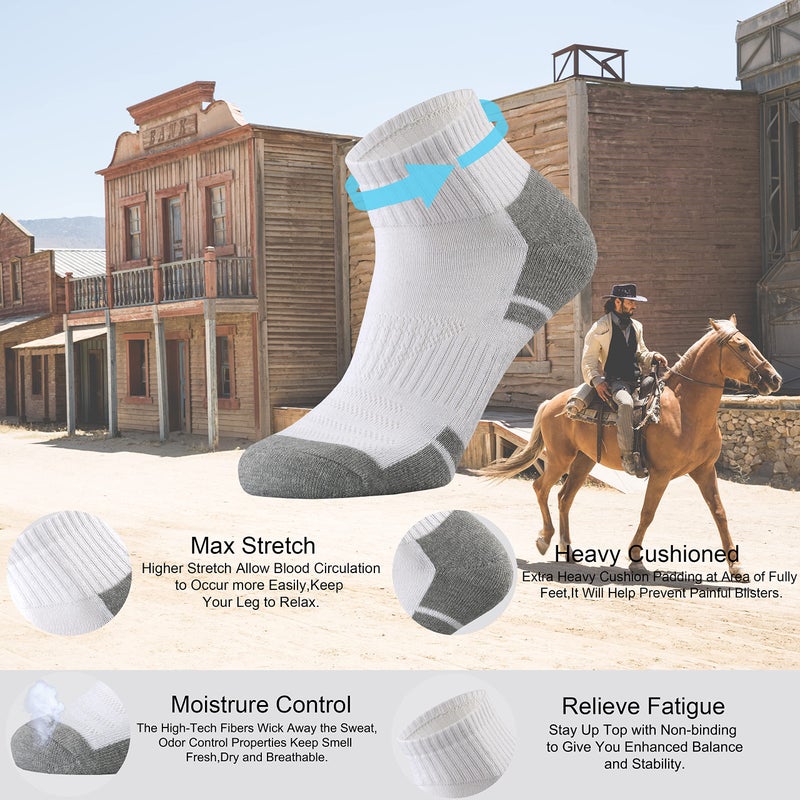 Ortis Low Cut Quarter Socks for Men Cotton Cushion Moisture Wicking Mesh Ventilating Running Training(White XL) - Image 2