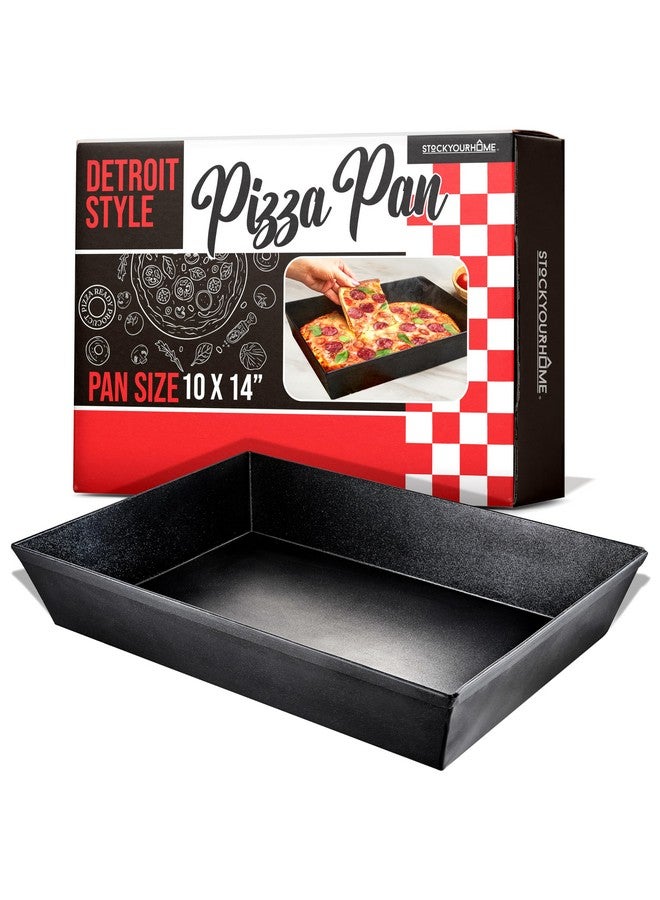 Stock Your Home 10x14 Detroit Style Pizza Pan - Non-Stick Coated Deep Dish Aluminum Pan for Focaccia, Sicilian Bread, Baking Brownies, Chicago Deep Dish Pizza, Rectangle Pizza Pan for Oven, Heavy Duty Bakeware  - Image 1