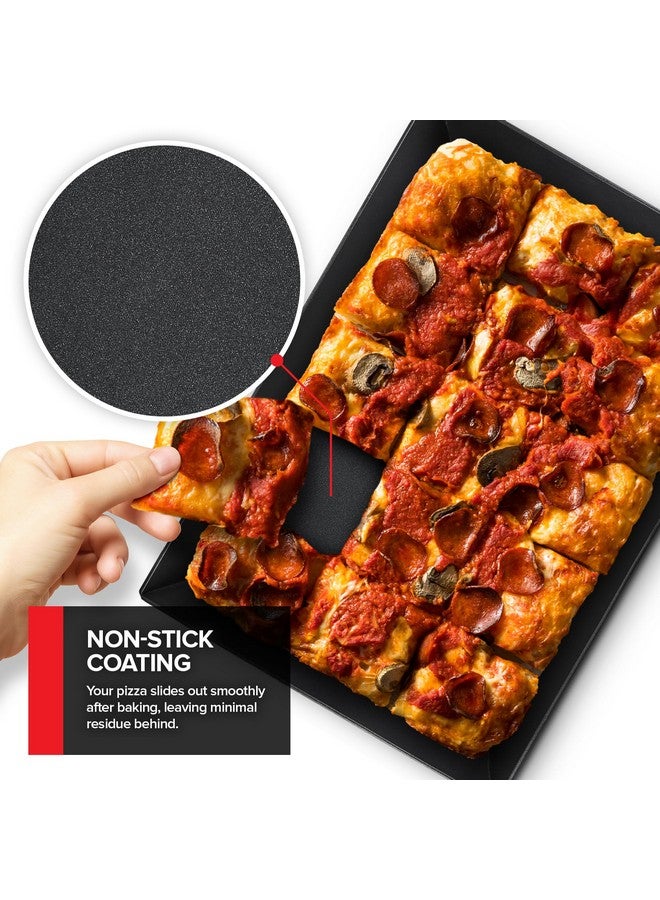 Stock Your Home 10x14 Detroit Style Pizza Pan - Non-Stick Coated Deep Dish Aluminum Pan for Focaccia, Sicilian Bread, Baking Brownies, Chicago Deep Dish Pizza, Rectangle Pizza Pan for Oven, Heavy Duty Bakeware  - Image 4