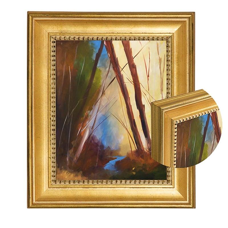 Stein Design Classique 55 Gold Leaf Solid Wood Art Frame 2" Width and 1/4" Rabbet for Canvas, Traditional Artwork, and Portraits - [11" x 14"] - Image 1