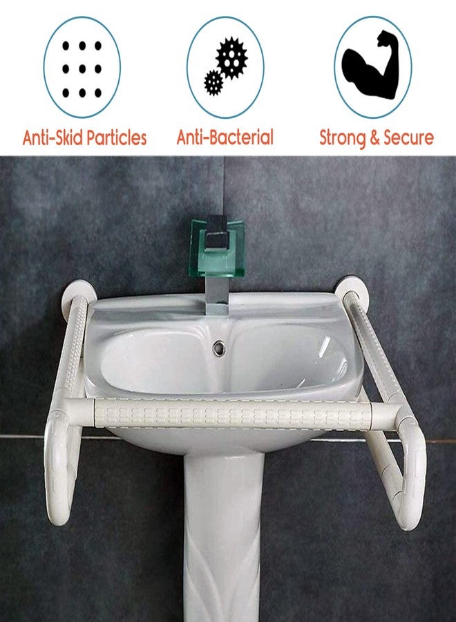 KosmoCare Stainless Steel Wash Basin Grab Bar with Anti-Slip, Wall Mounted Safety Wash Basin Grab Bar for Bathroom | Grab Bars for Toilet Senior Citizens | Toilet Grab bar for Elderly (650 x 650mm) - Image 3