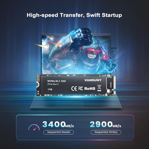 Vansuny 1TB NVMe M.2 Internal Solid State Drive PCIe 3.0 TLC M.2 SSD 3D NAND 2280 Speed up to 3400/2900MB/s Internal Solid State Hard Drive PCIe SSD - Image 2